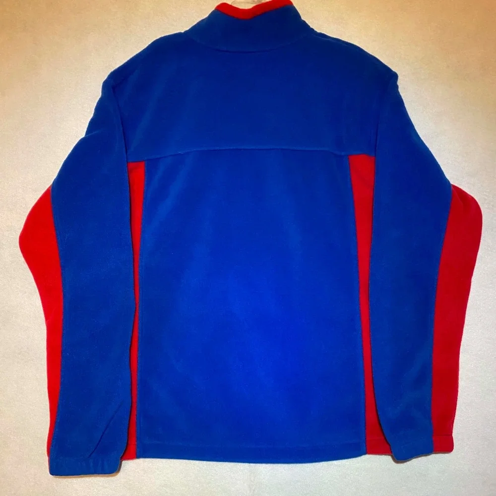 Columbia Mens Blue Red Colorblock Full Zip Fleece Jacket XM6925 Large